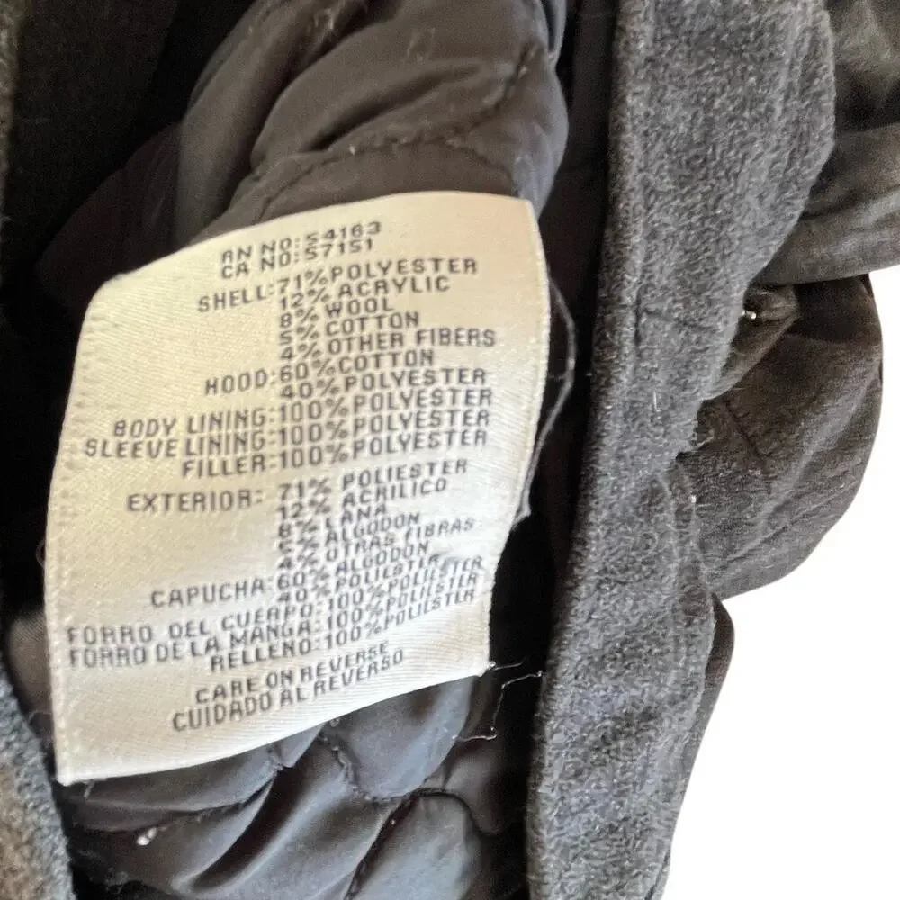 Levi's Jacket Coat Men's Large Grey Black Hooded Full Zip Snaps Patch Pockets